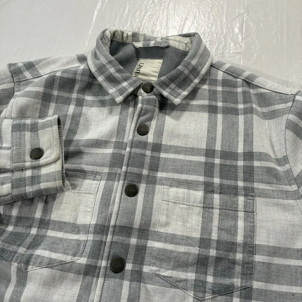 Vuori Range Shirt Jacket Men Small Flannel Snap Fleece Lined Shacket V246 Gray